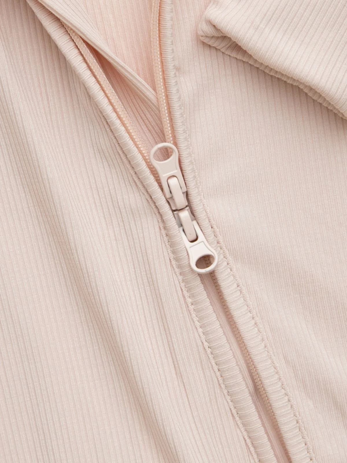 Mameluco con cierre Soft Pink Ribbed Bamboo