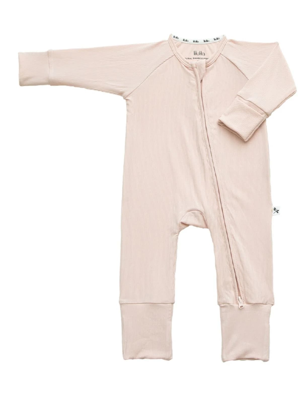 Mameluco con cierre Soft Pink Ribbed Bamboo