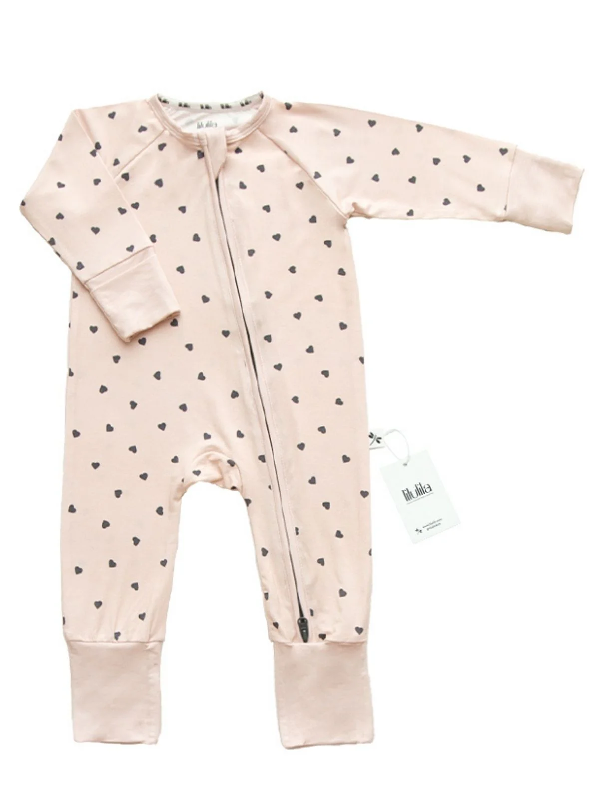 Mameluco con cierre Little Hearts Bamboo