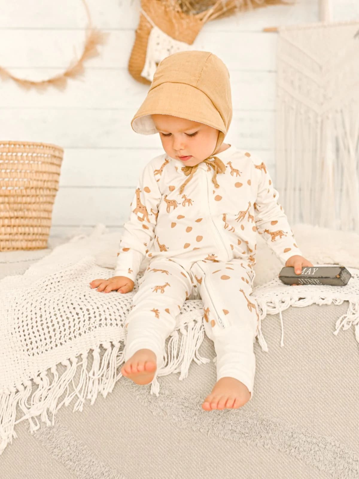 Mameluco con cierre Mom & Baby Giraffe Bamboo