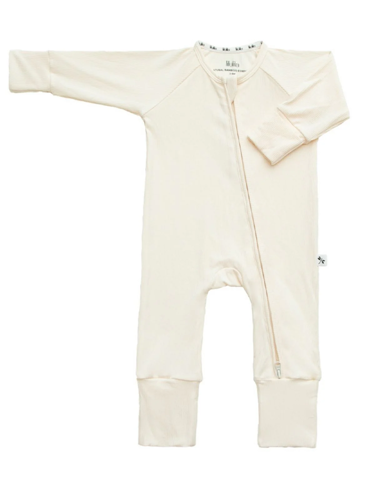 Mameluco con cierre Cream Ribbed Bamboo